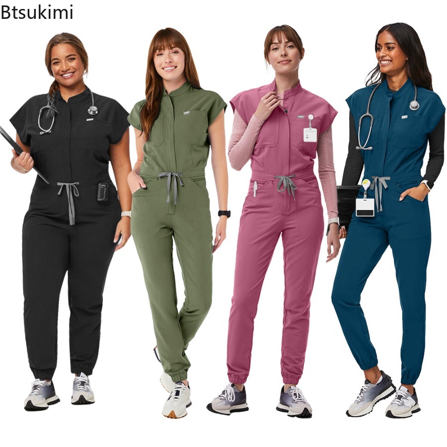 Women'S Health & Wellness Center - Fashion Zipper Jumpsuit Medical Uniform Health