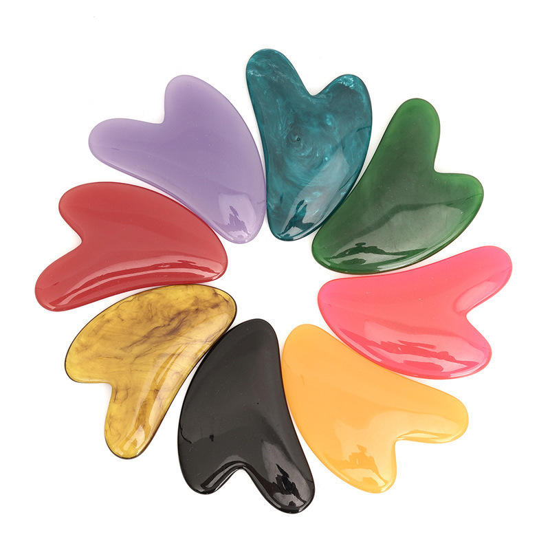 Jade Gua Sha Tool - Hot Heart Rose Quartz Guasha Stone,