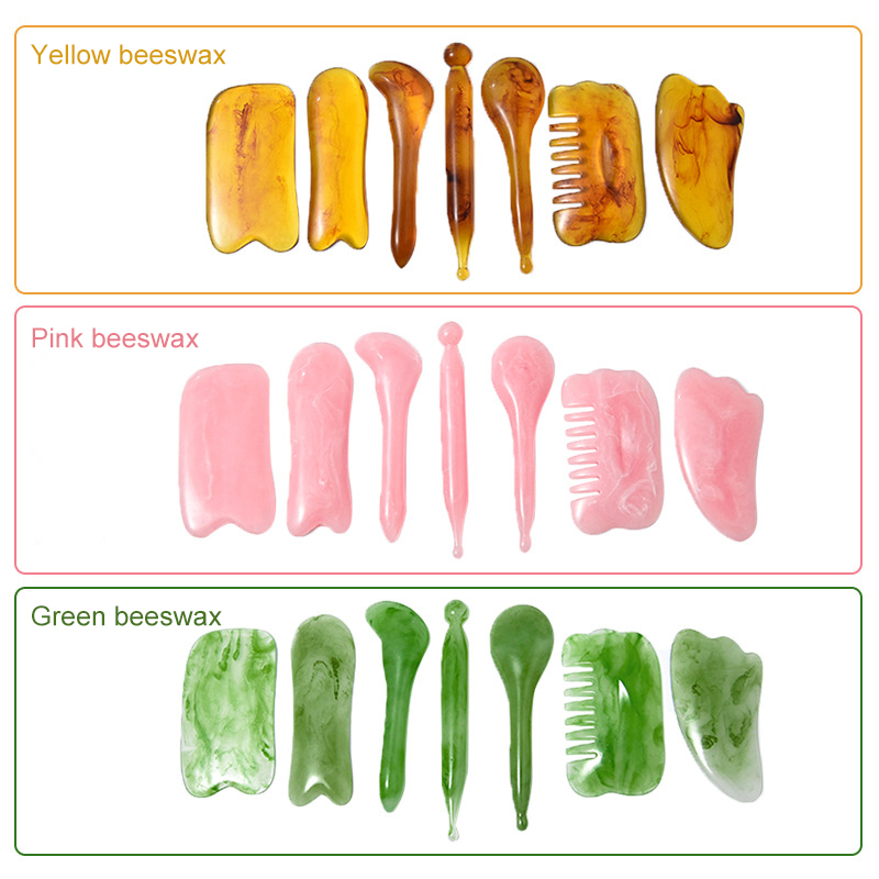 Jade Gua Sha Tool - 7PCS GUASHA Massage Tools Face Neck