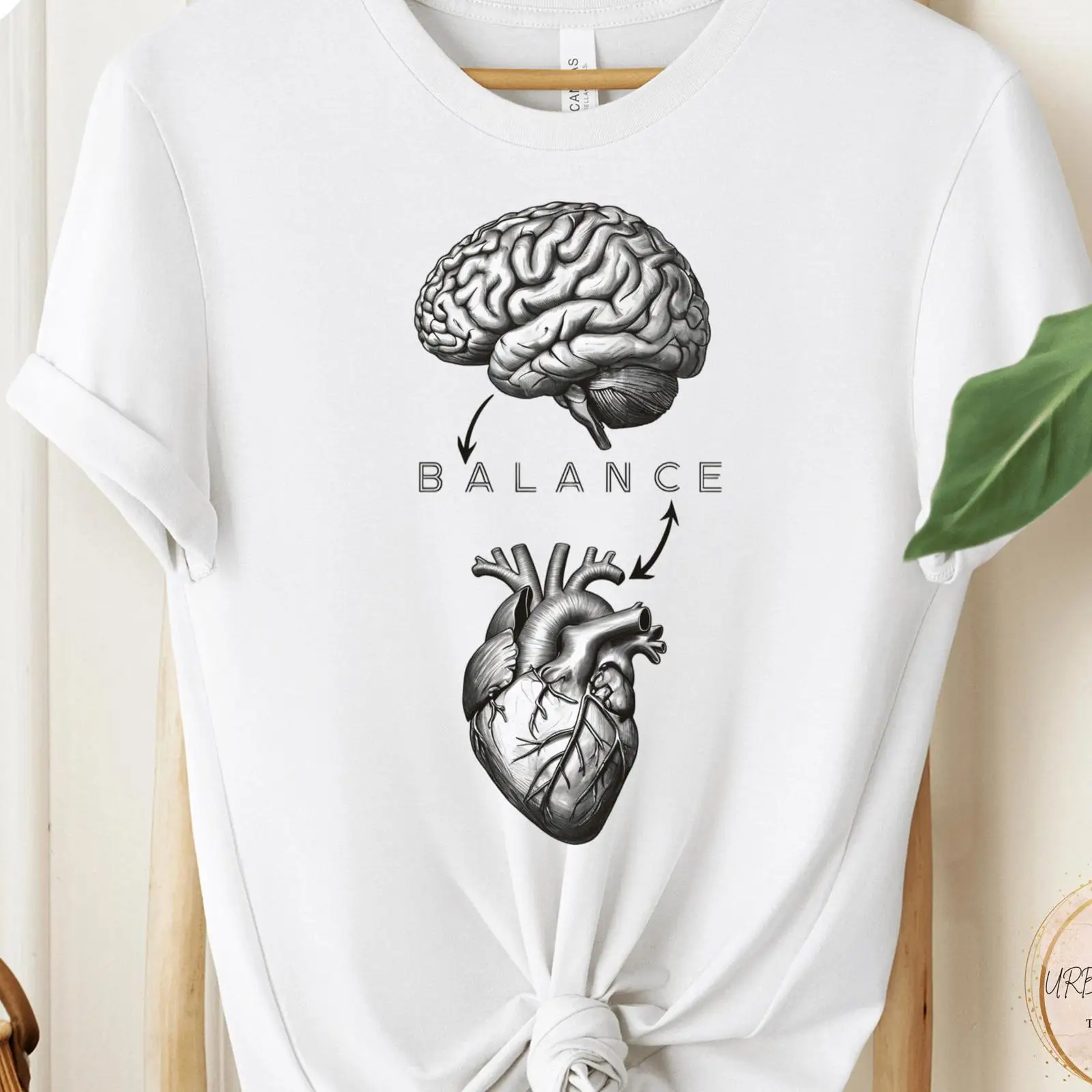 Health Wellness Mental Health - Brain Heart Balance T Shirt Minimalist