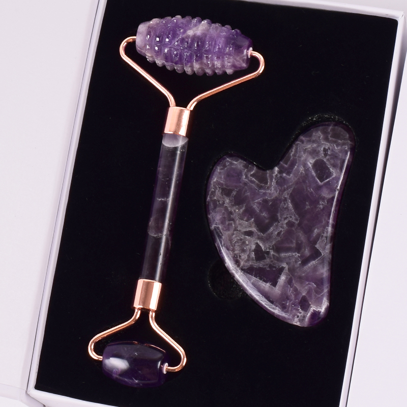 Jade Gua Sha Tool - Amethyst Sawtooth Face Roller Natural Stone