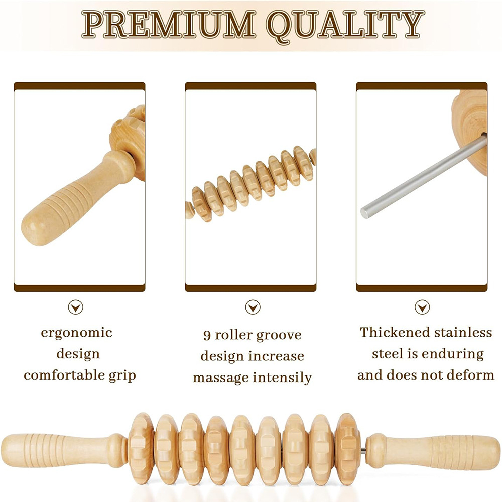 1PC Wood 9-wheel Massage Massa - Reflexology Foot Roller review and price