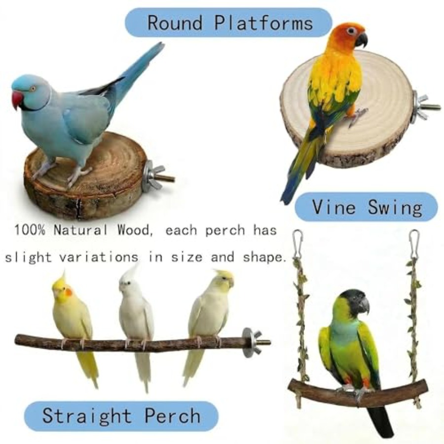 8PCS natural wood bird perches - Health & Wellness Alegria review and price